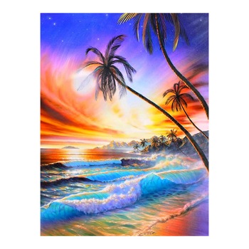 Set de creatie cu diamante AMTMBS DIY 5D, Model peisaj plaja exotica, 34.8 x 24.8cm, Multicolor Set de creatie cu diamante AMTMBS DIY 5D, Model peisaj plaja exotica, 34.8 x 24.8cm, Multicolor