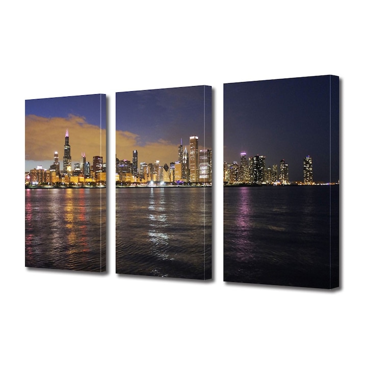 Tablou Multicanvas 3 Piese Chicago, 25 x 45 cm