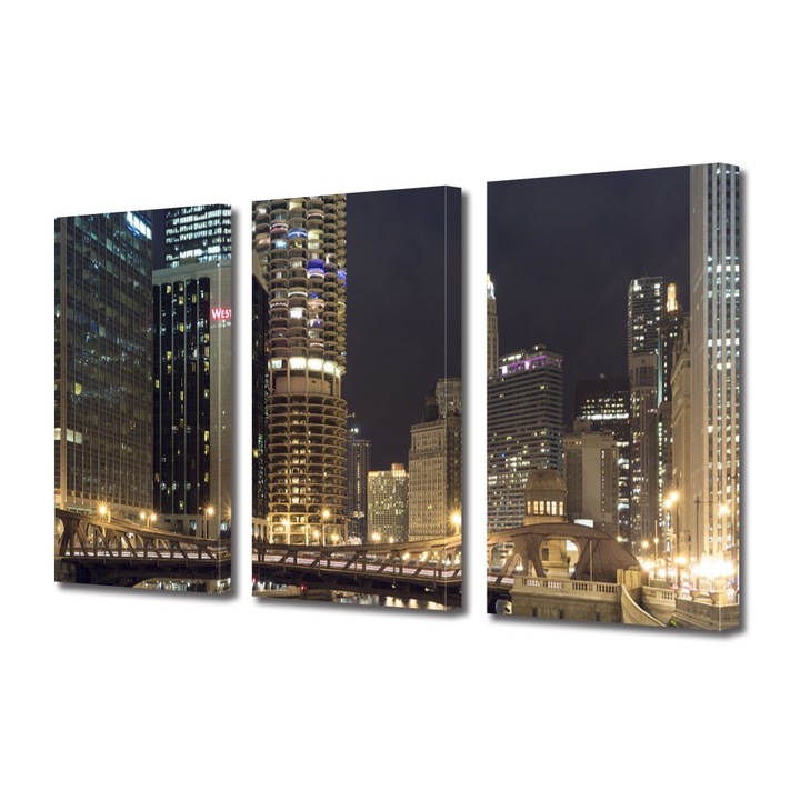 Tablou Multicanvas 3 Piese Chicago, 25 x 45 cm