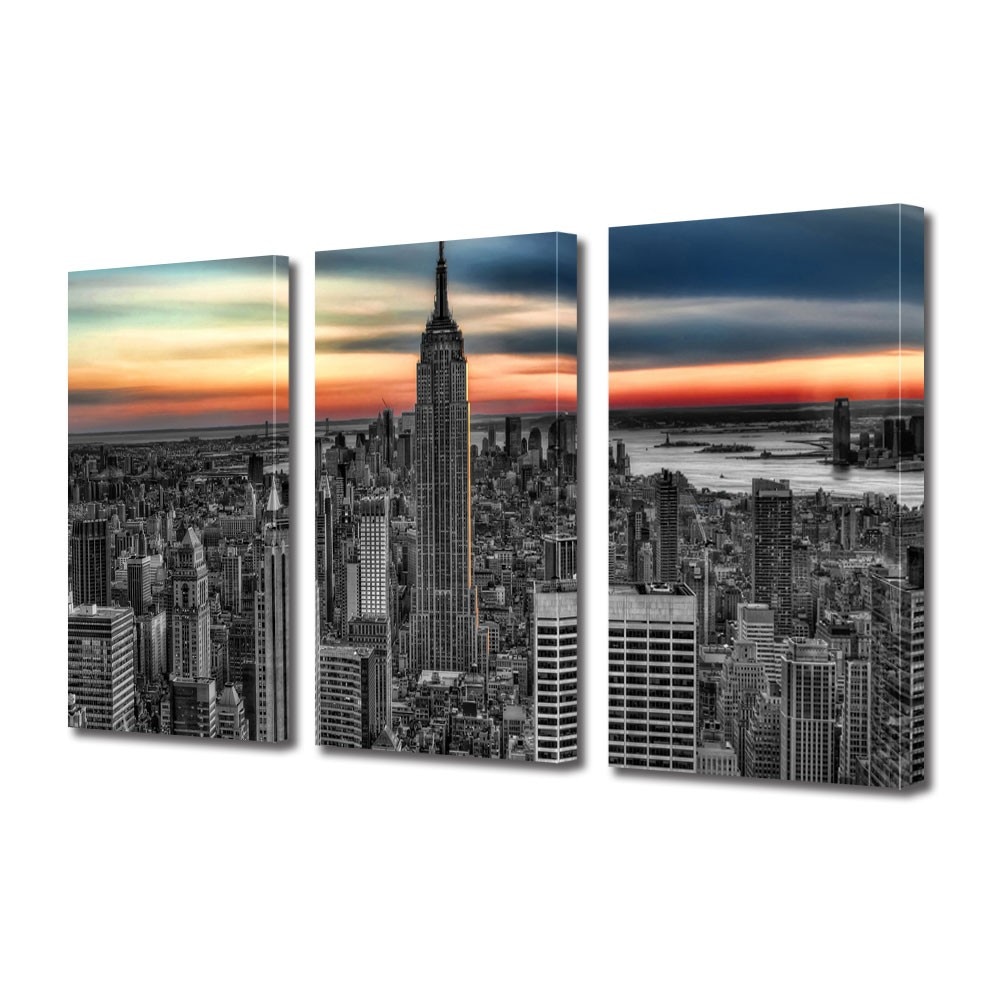 Tablou Multicanvas 3 Piese Empire State Building New York, 30 x 60 cm