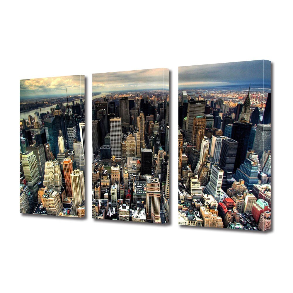 Tablou Multicanvas 3 Piese Manhattan New York, 45 x 90 cm