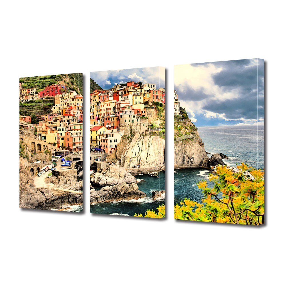 Tablou Multicanvas 3 Piese Oras la mare, 60 x 120 cm