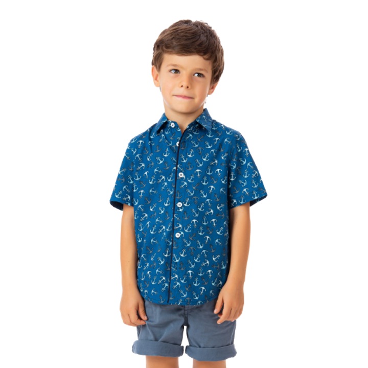 Camasa baieti BE YOU print marin, Bleumarin