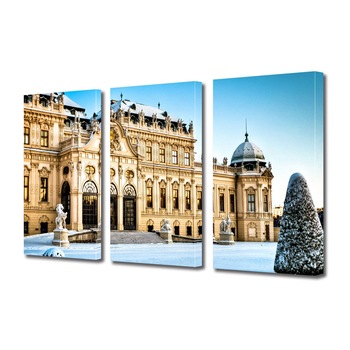 Tablou Multicanvas 3 Piese Palatul Belvedere Viena Austria, 100 x 210 cm Tablou Multicanvas 3 Piese Palatul Belvedere Viena Austria, 100 x 210 cm
