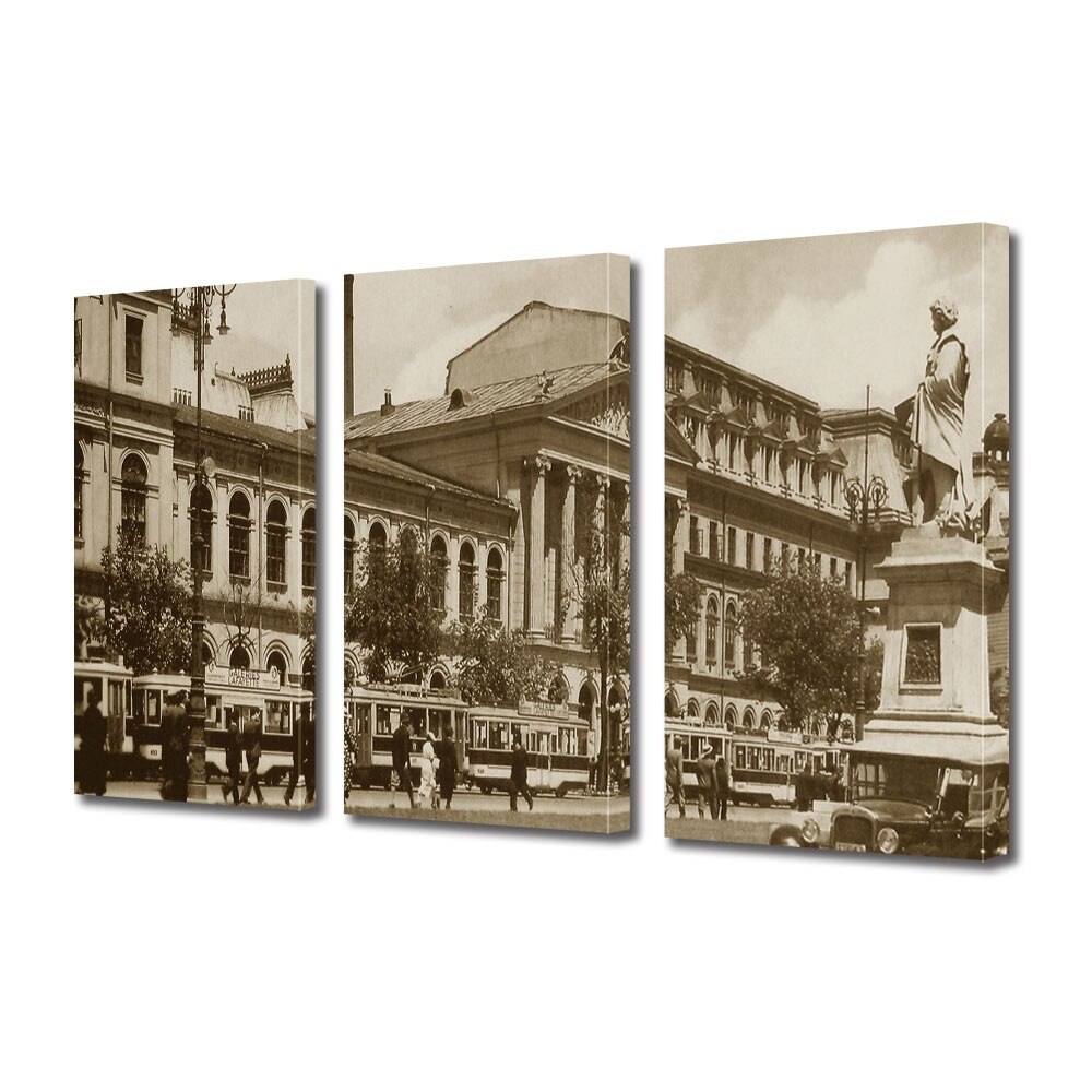 Tablou Multicanvas 3 Piese Universitatea Bucuresti, 25 x 45 cm