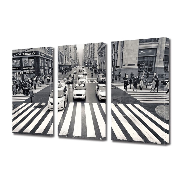 Tablou Multicanvas 3 Piese Trecere de pietoni in New York, 60 x 120 cm
