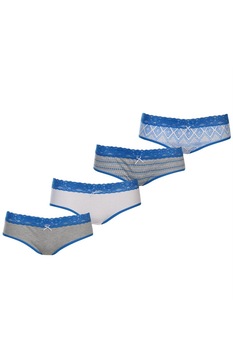 Set 4 Chiloti bikini Miso 4PK Hipster, Bumbac, Gri/Albastru, S Set 4 Chiloti bikini Miso 4PK Hipster, Bumbac, Gri/Albastru, S