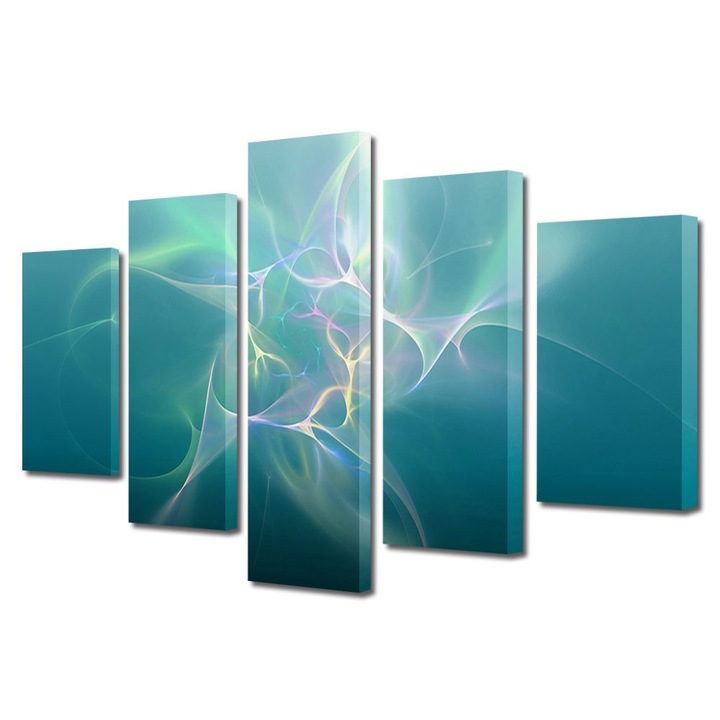 Set Tablouri Multicanvas 5 Piese Abstract Decorativ, Descarcari electrice, 70 x 125 cm