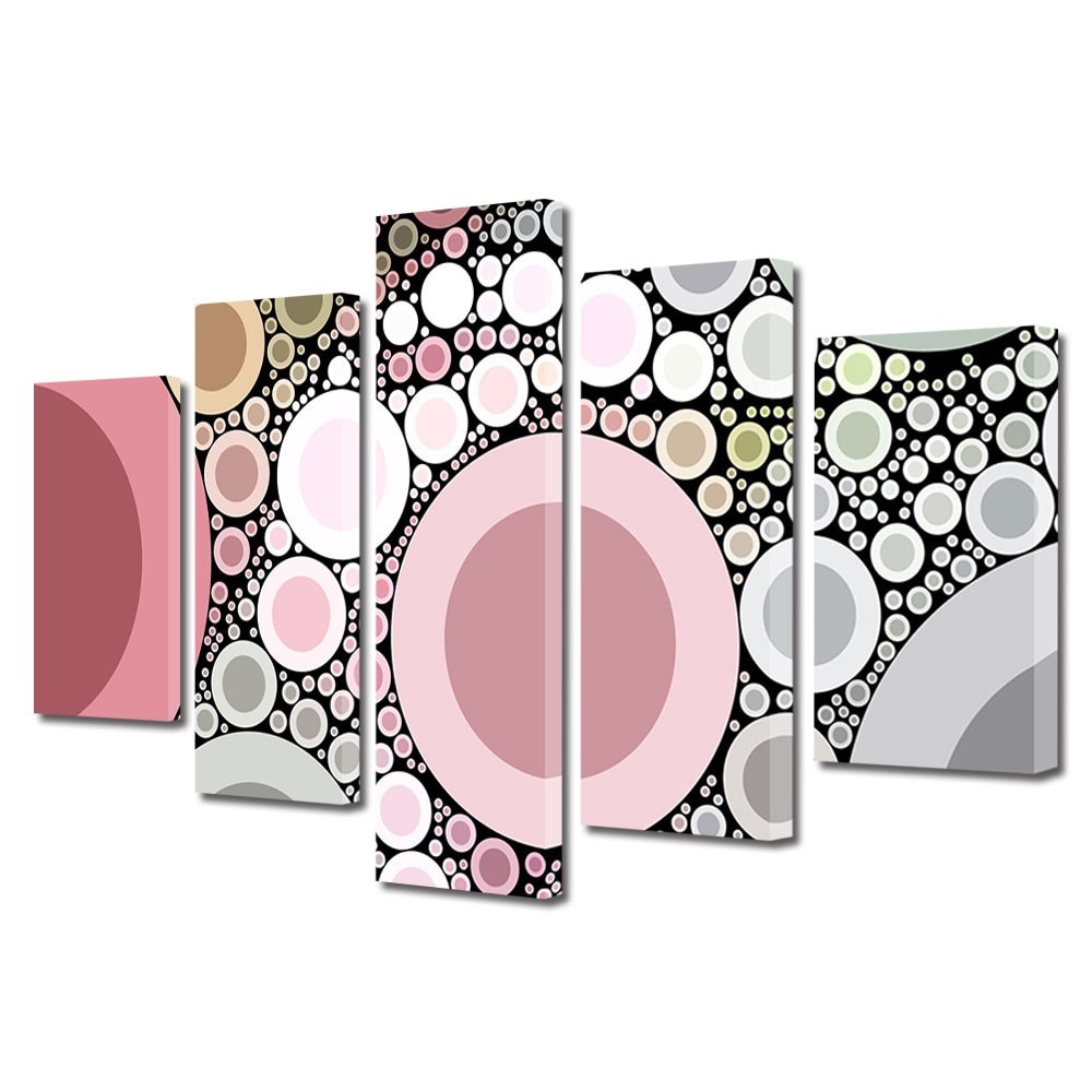Set Tablouri Multicanvas 5 Piese Abstract Decorativ, Margele, 70 x 125 cm