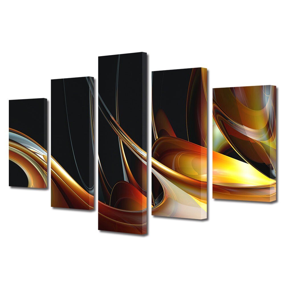 Tablou Multicanvas 5 Piese Abstract Decorativ, Miere, 45 x 70 cm