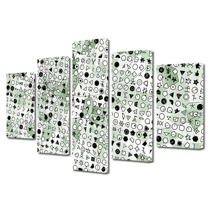 Set Tablouri Multicanvas 5 Piese Abstract Decorativ, Forme, 70 x 125 cm