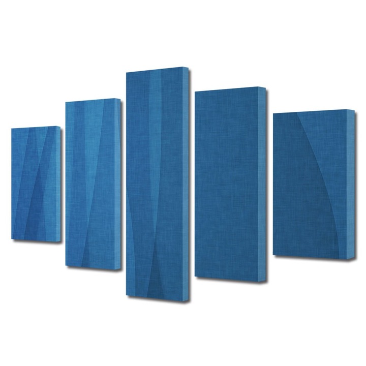 Set Tablouri Multicanvas 5 Piese Abstract Decorativ, Unduire de matase, 70 x 125 cm