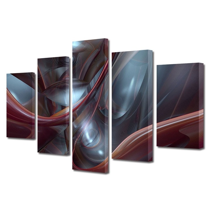 Tablou Multicanvas 5 Piese Abstract Decorativ, Plasma, 80 x 150 cm
