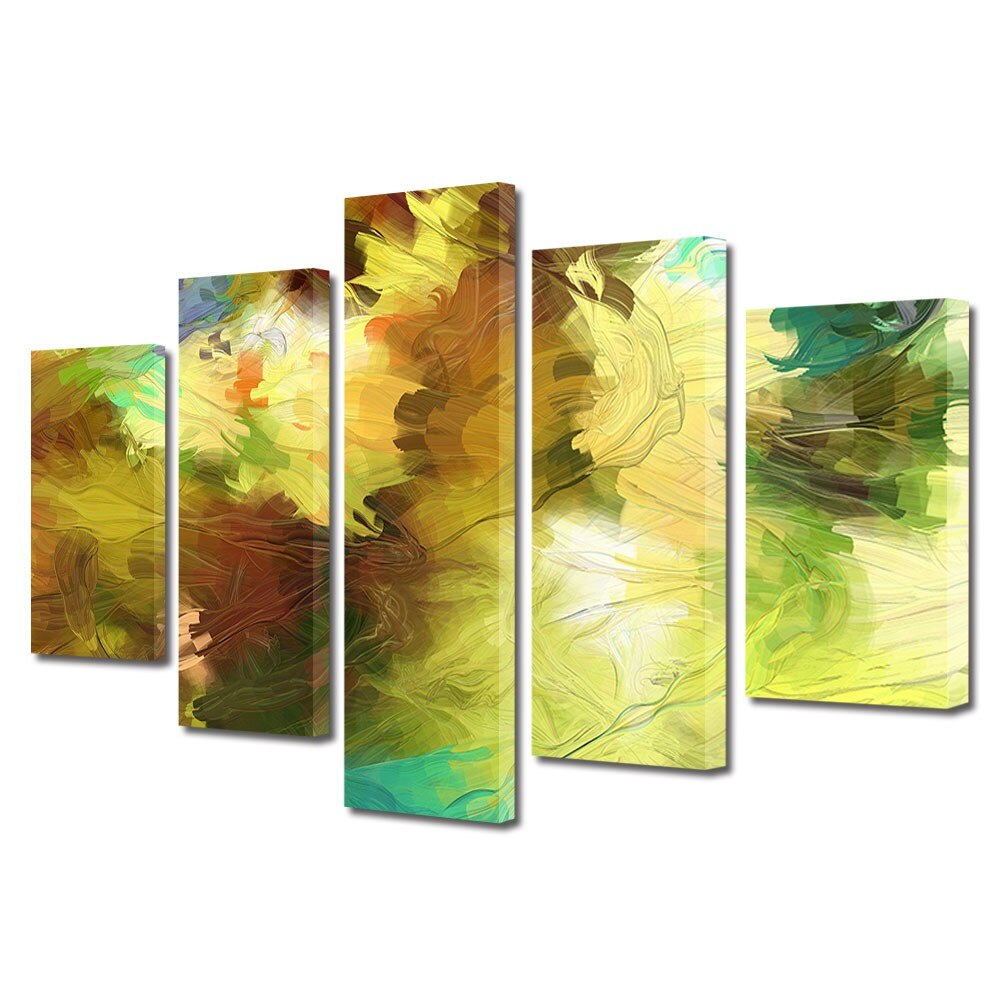 Tablou Multicanvas 5 Piese Abstract Decorativ, Dungi de pensula, 80 x 150 cm