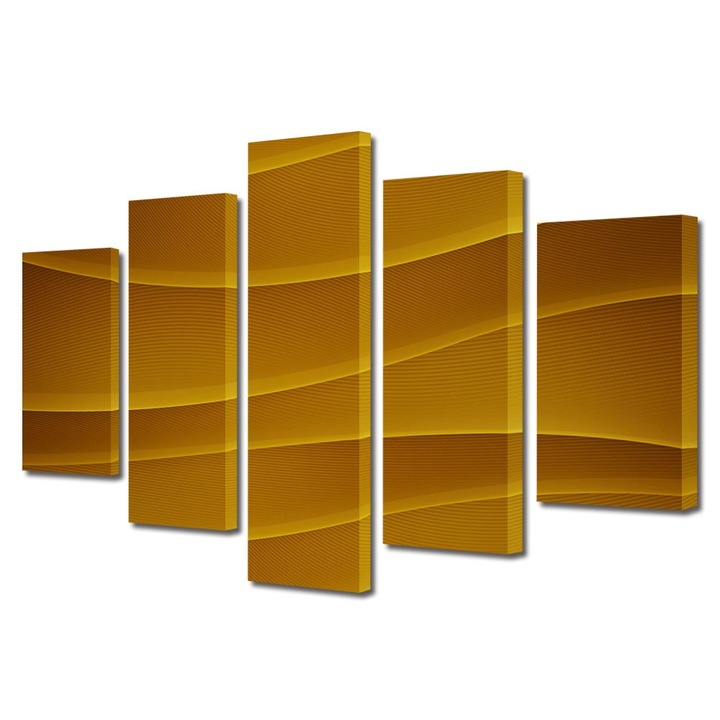 Set Tablouri Multicanvas 5 Piese Abstract Decorativ, Dealuri portocalii, 70 x 125 cm