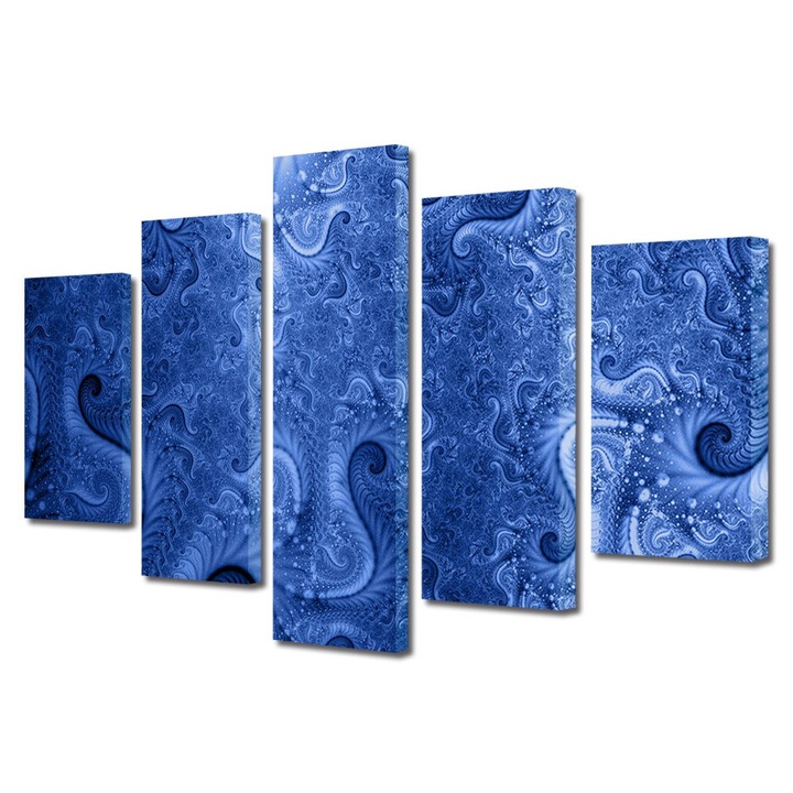 Set Tablouri Multicanvas 5 Piese Abstract Decorativ, Model vintage, 70 x 125 cm