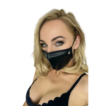 Masca de protectie wetlook, 1 strat, Fashion, Reutilizabila, cu strasuri Masca de protectie wetlook, 1 strat, Fashion, Reutilizabila, cu strasuri