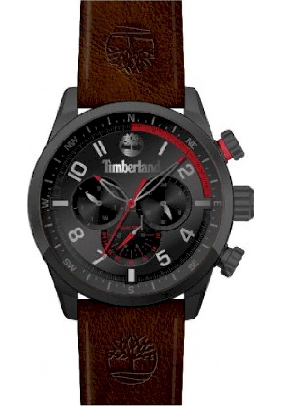 Ceas barbati, Timberland, Piele, 47mm, Maro/Negru