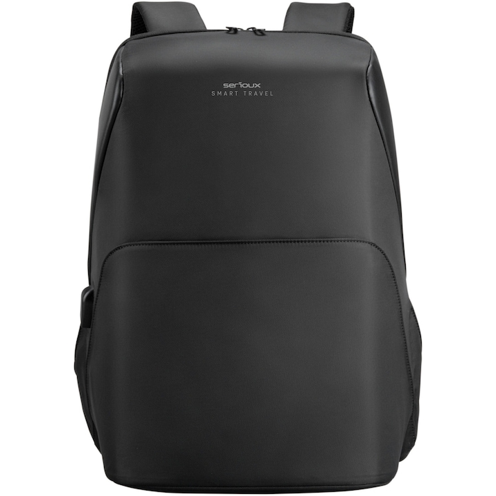Rucsac laptop Serioux Smart Travel ST9590, rezistent la apa, port USB, 15.6″, Negru