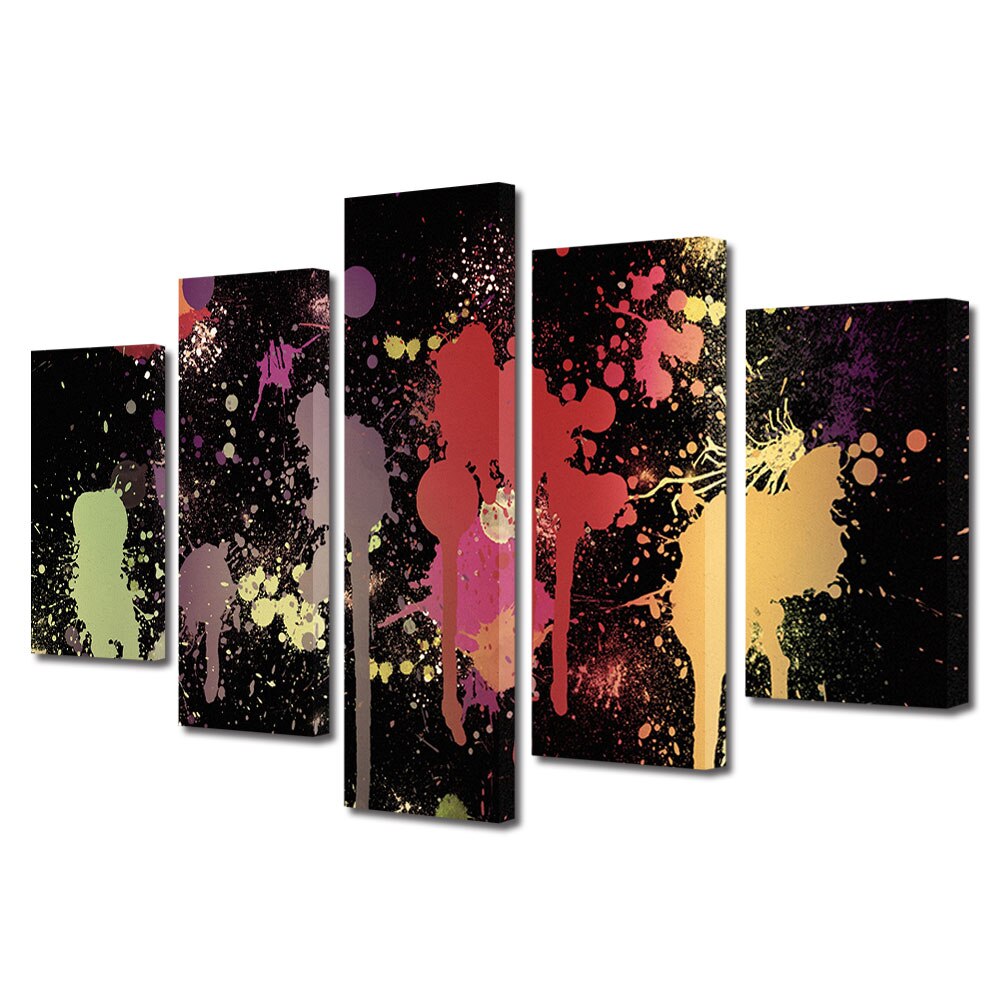Tablou Multicanvas 5 Piese Abstract Decorativ, Pete de vopsea, 120 x 225 cm