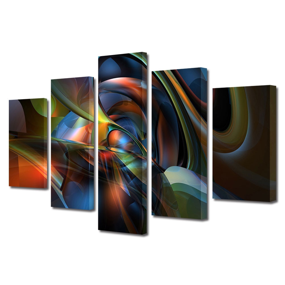Tablou Multicanvas 5 Piese Abstract Decorativ, Nuante, 120 x 225 cm