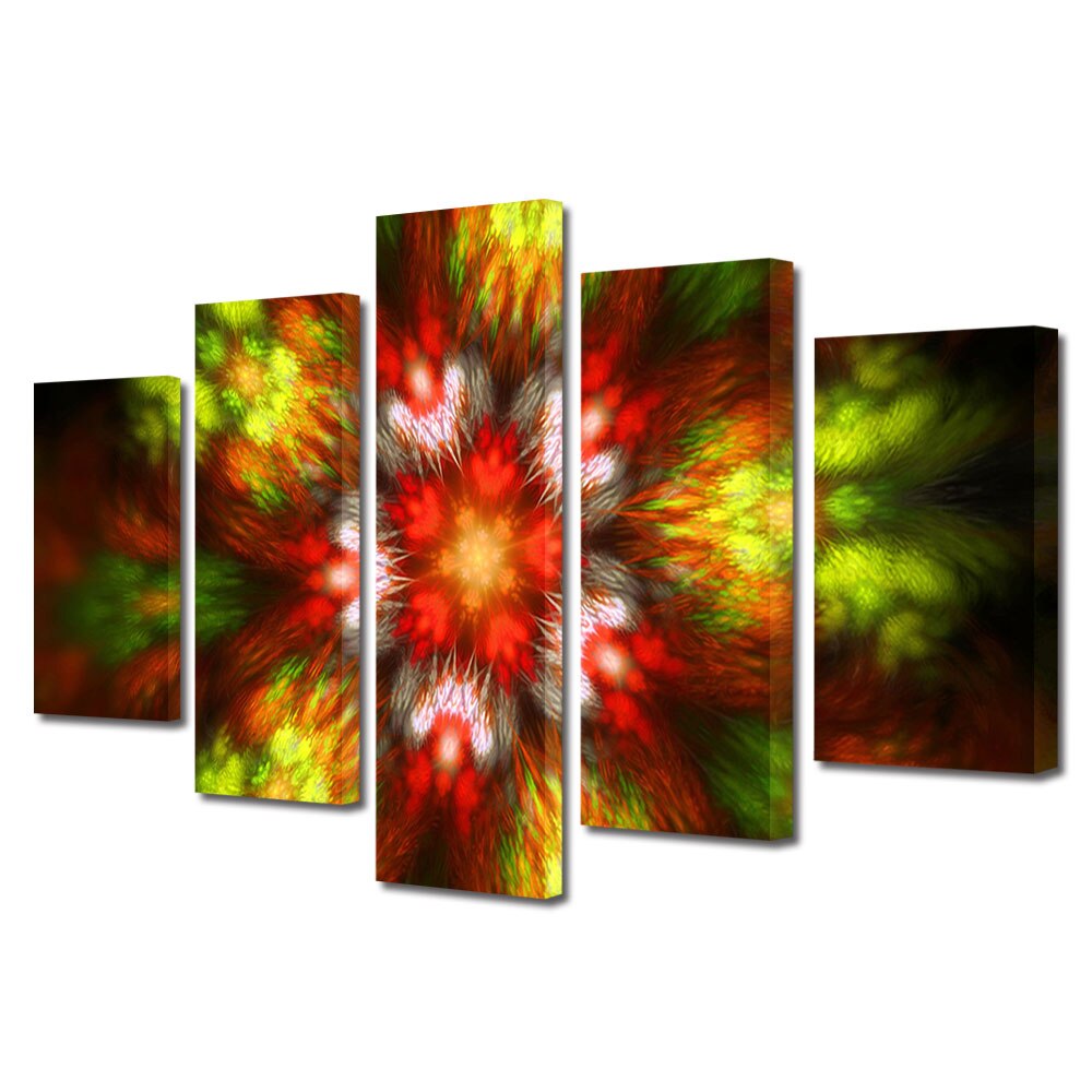 Tablou Multicanvas 5 Piese Abstract Decorativ, Forme de lumina, 120 x 225 cm