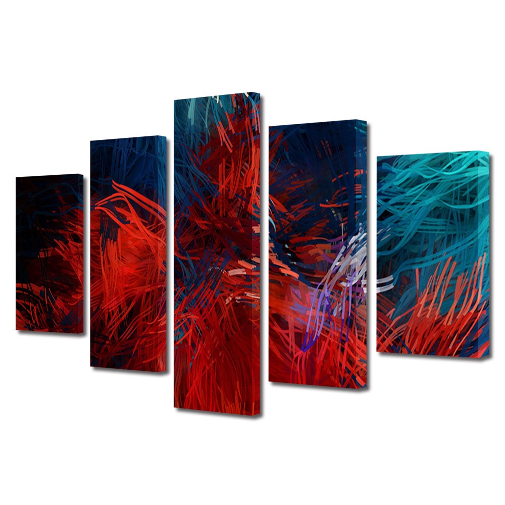 Tablou Multicanvas 5 Piese Abstract Decorativ, Compozitie, 120 x 225 cm