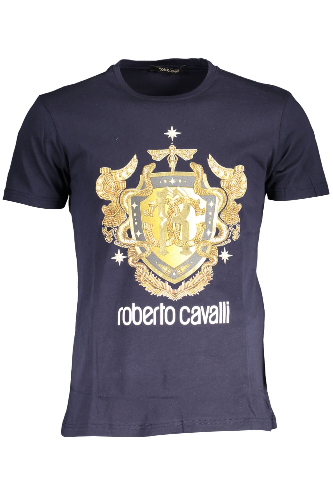 Tricou barbat, ROBERTO CAVALLI, royal logo , albastru marin, Albastru marin