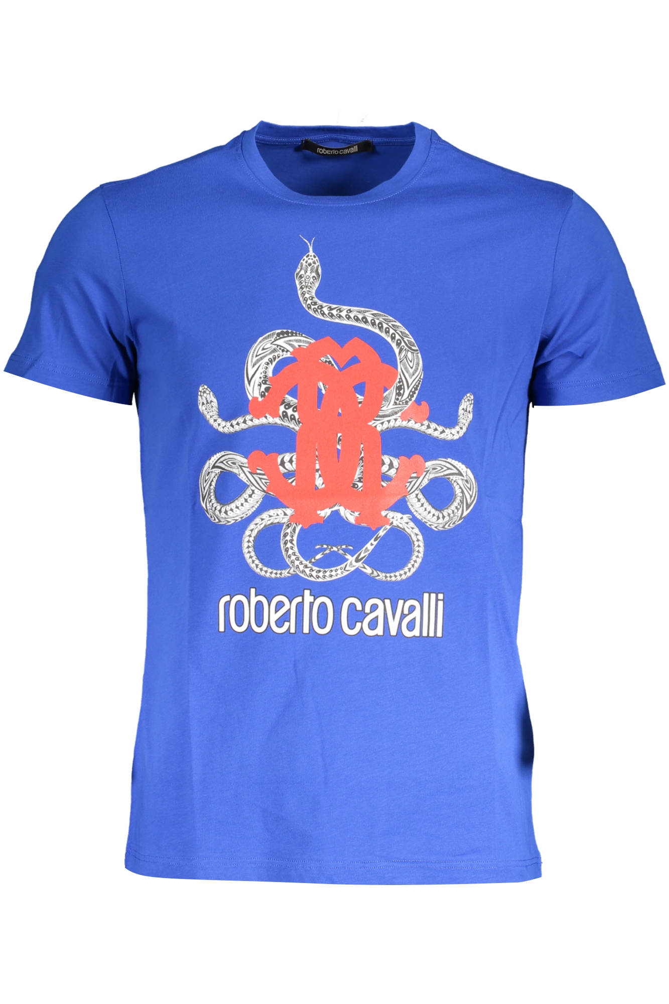 Tricou Barbati, ROBERTO CAVALLI, 5000388, Logo, Albastru, Albastru, S