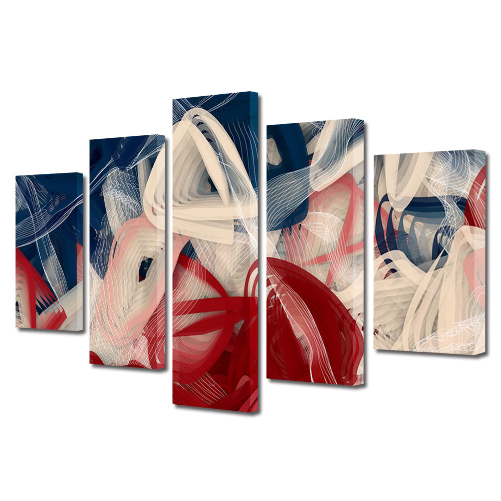 Tablou Multicanvas 5 Piese Abstract Decorativ, Artist, 120 x 225 cm