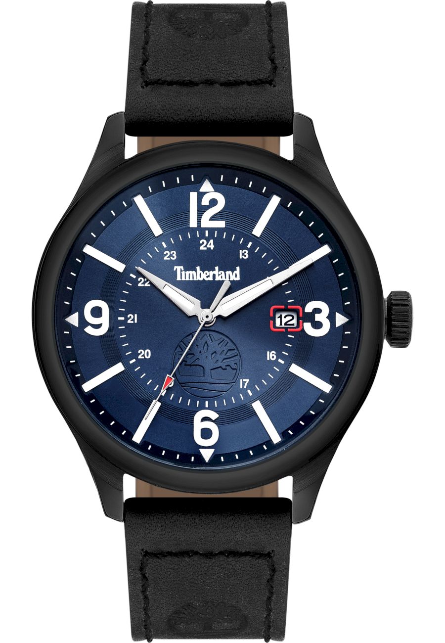 Ceas barbati, Timberland, Analog, Data, 45mm, Otel inoxidabil/Piele, 5ATM, Negru/Bleumarin