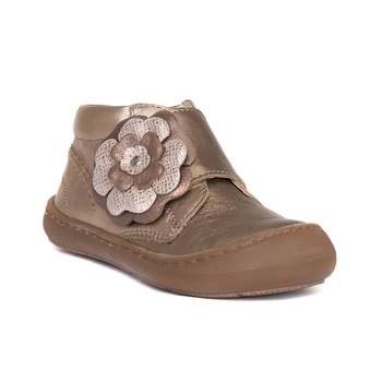 Pantofi pentru fetite din piele cu talpa flexibila si talonet Edy, Bronz Pantofi pentru fetite din piele cu talpa flexibila si talonet Edy, Bronz