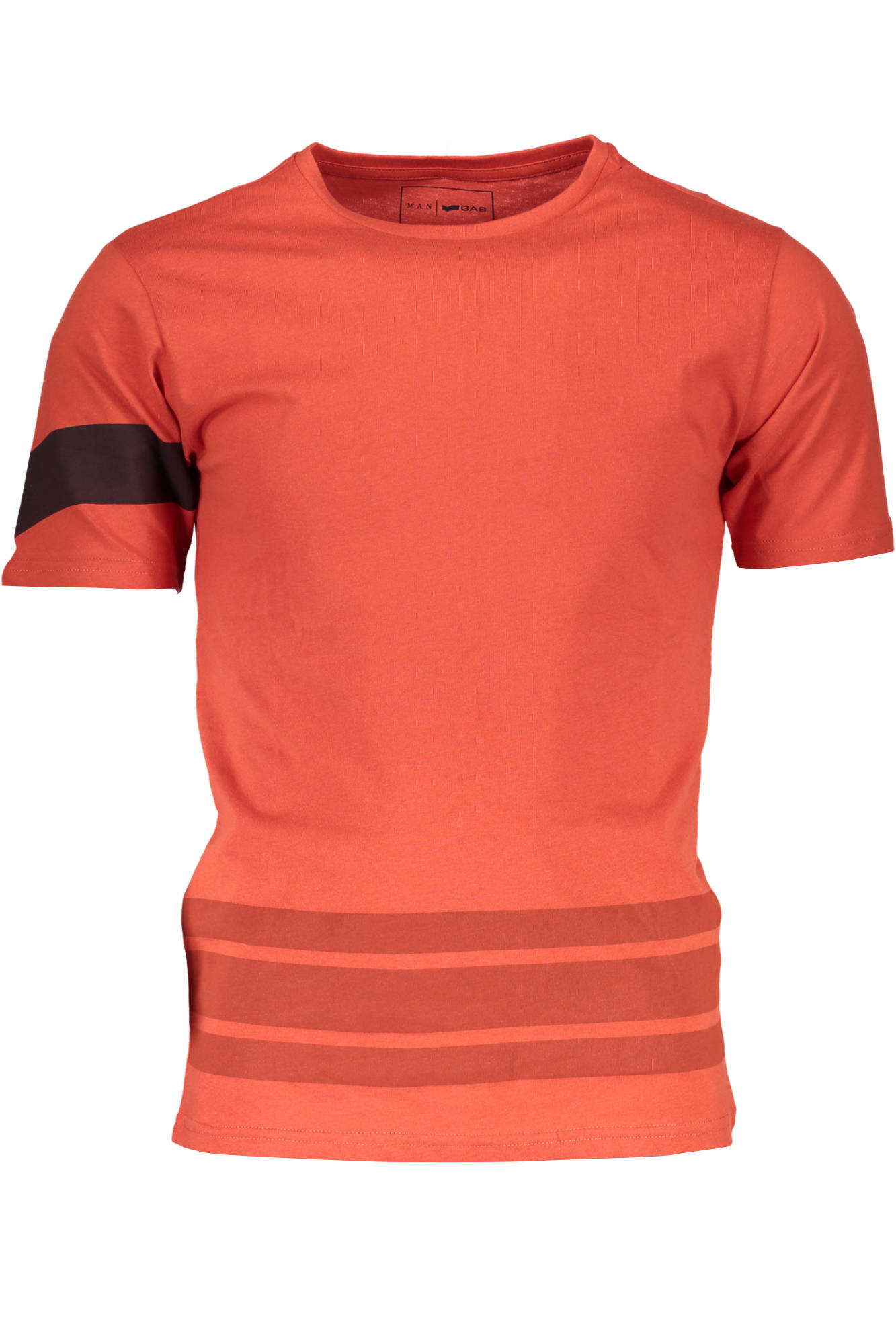 Tricou barbat, GAS, logo , model stripes, mandarin, Oranj mandarina