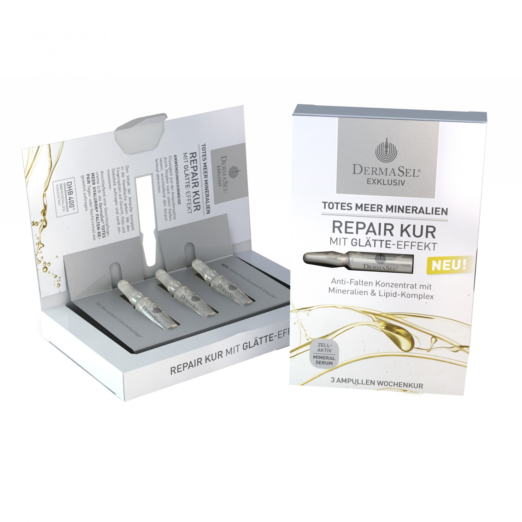 Tratament reparator antirid Dermase cu masline si acai berry, 3 x 1 ml