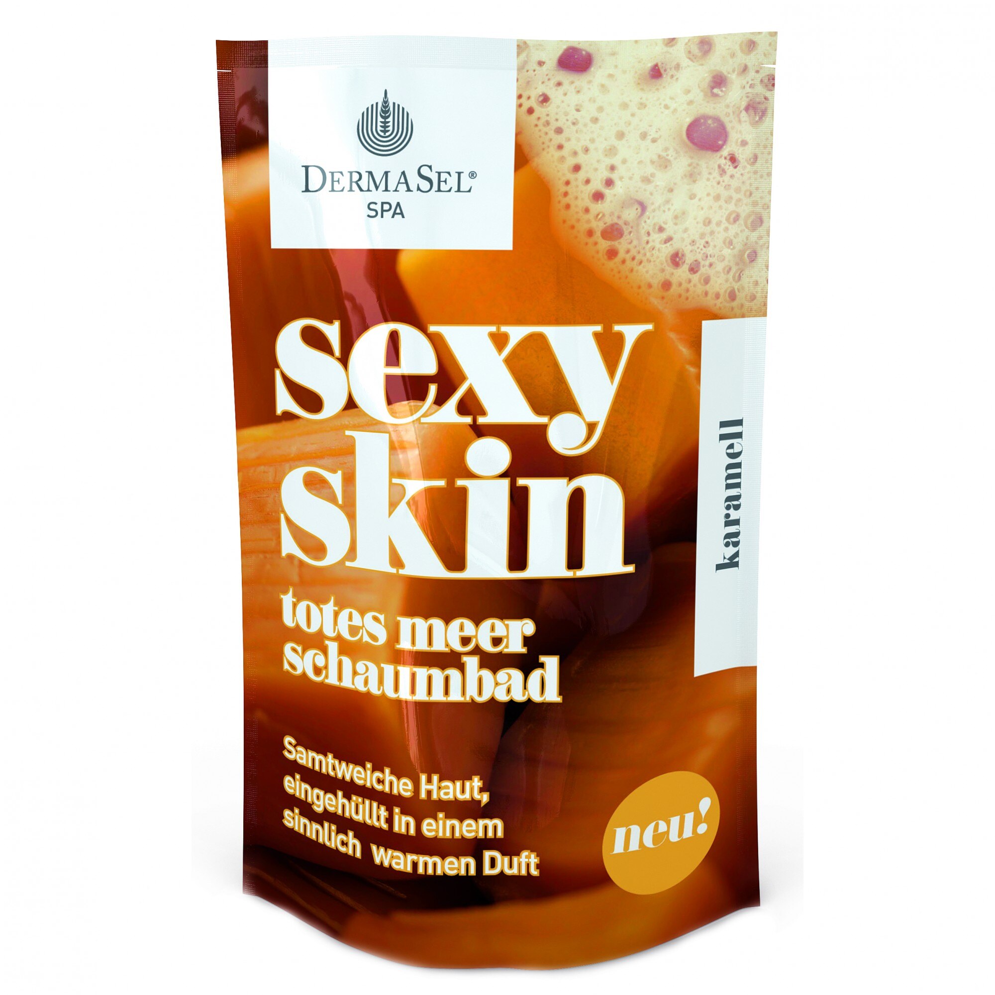 Spumant de baie Dermasel pe baza de sare lichida de la Marea Moarta cu caramel, 45 ml