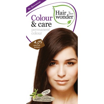 Vopsea de par Hairwonder Colour&Care, fara parabeni si fara amoniac, Mocha Brown 4.03, 100 ml Vopsea de par Hairwonder Colour&Care, fara parabeni si fara amoniac, Mocha Brown 4.03, 100 ml