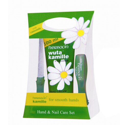 Set Herbacin: Ser crema de maini cu musetel, 100 ml + Pila pentru unghii