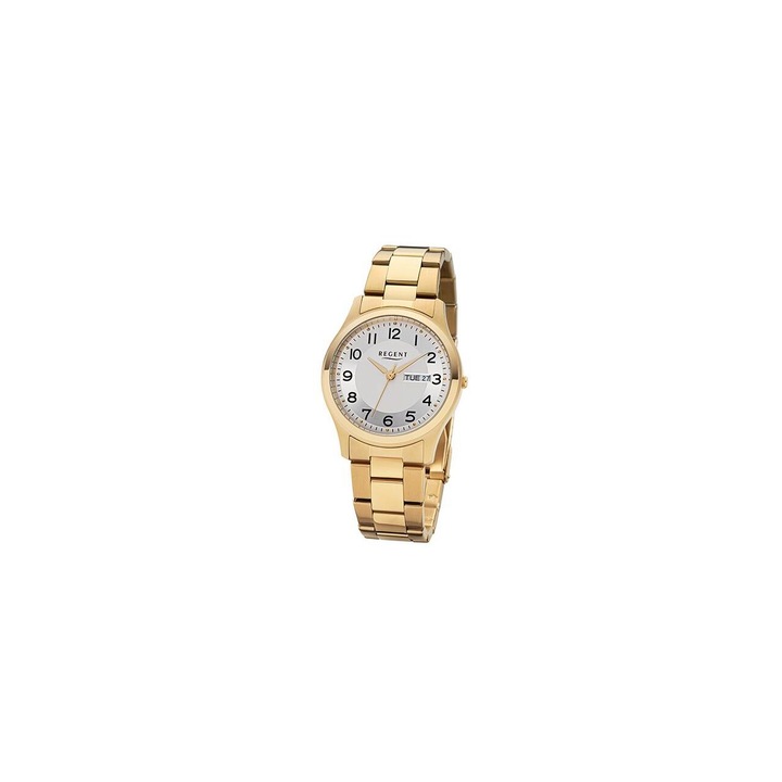 Ceas barbatesc Regent F-1277, Quartz, 37mm, 5ATM, Auriu