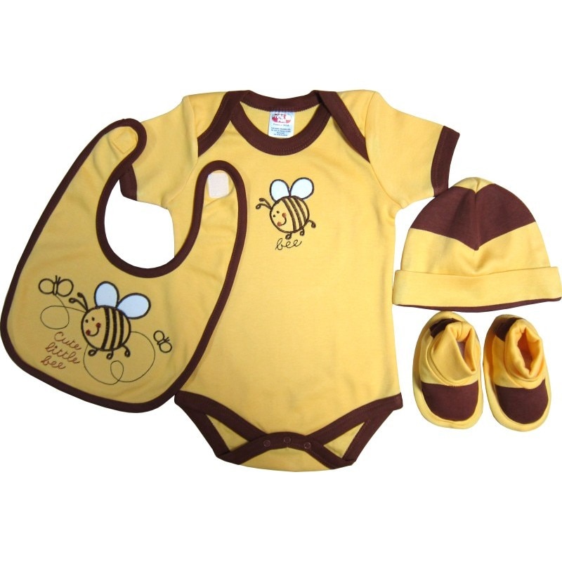 Set cadou bebe 4 piese, Primii Pasi, 0-6 luni