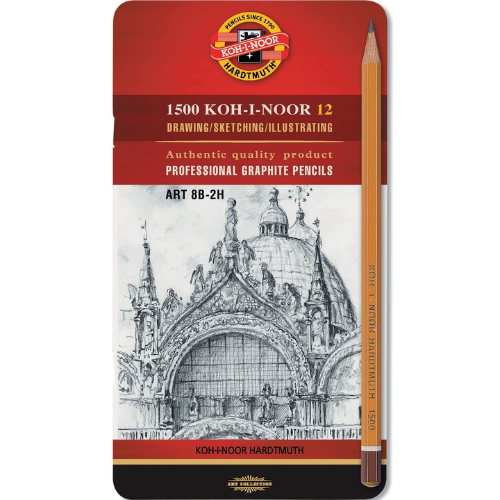 Комплект моливи Koh-I-Noor, Графитени, 8B - 2H