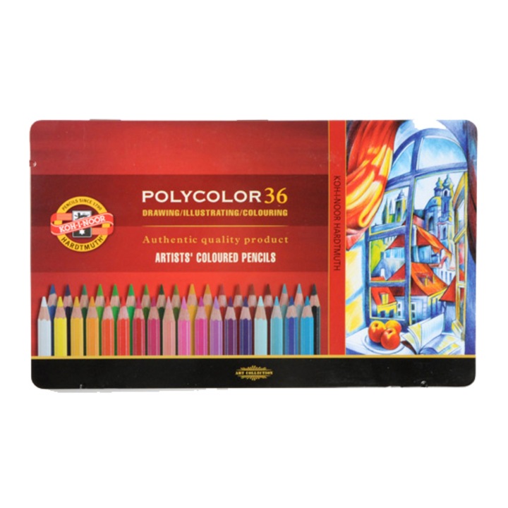 Комплект цветни моливи Koh-I-Noor Polycolor, 36 броя