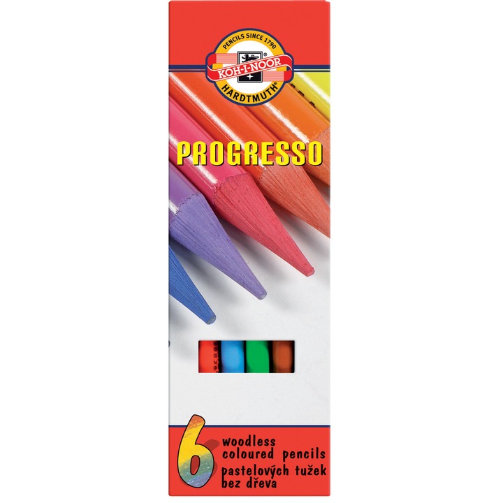 Koh-I-Noor Progresso ceruza készlet, fa nélkül, 6 szín