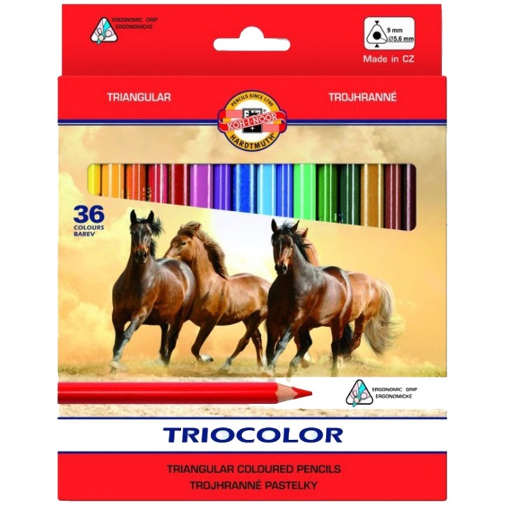 Цветни моливи Koh-I-Noor, TRIOCOLOR, 36 цвята