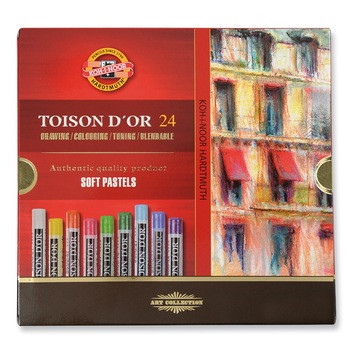 Set creta uscata Koh-I-Noor Soft Pastel Toison D'or, rotunda, 24 culori Set creta uscata Koh-I-Noor Soft Pastel Toison D'or, rotunda, 24 culori