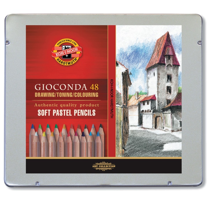 Комплект моливи Koh-I-Noor Soft Pastel Gioconda, Метална кутия, 48 броя