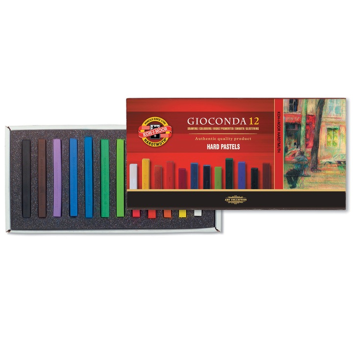 Set creta Koh-I-Noor Hard Pastel Gioconda, 12 culori