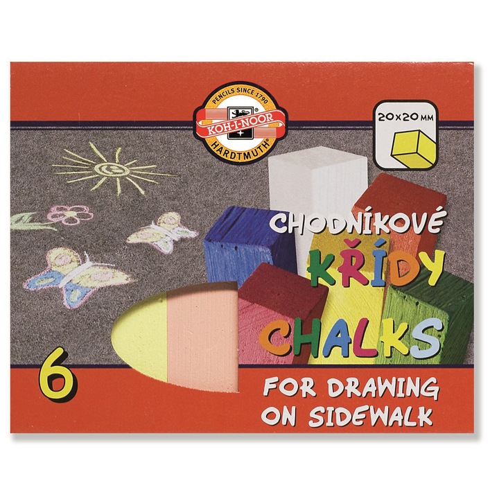 Set creta colorata Koh-I-Noor pentru asfalt, 6 culori