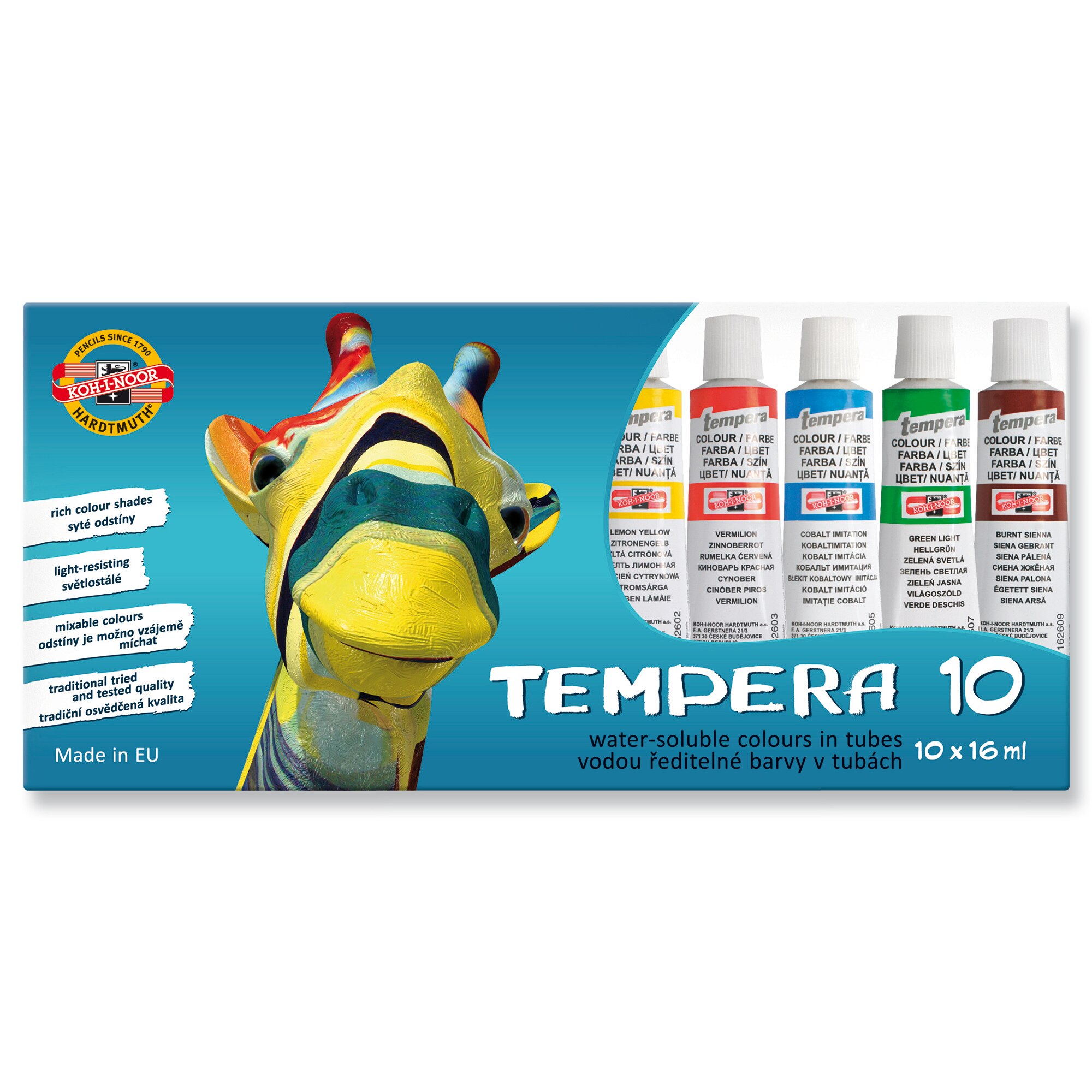 Set tempera Koh-I-Noor, Girafa, 10 culori, 16ml