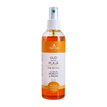 Ulei pentru plaja 100% natural cu Morcov si Argan Trio Verde, 200ml Ulei pentru plaja 100% natural cu Morcov si Argan Trio Verde, 200ml