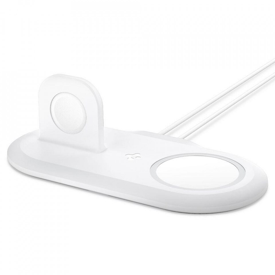 Suport Pentru Incarcatoare Wireless Spigen Magfit Duo Apple Magsafe & Apple Watch White